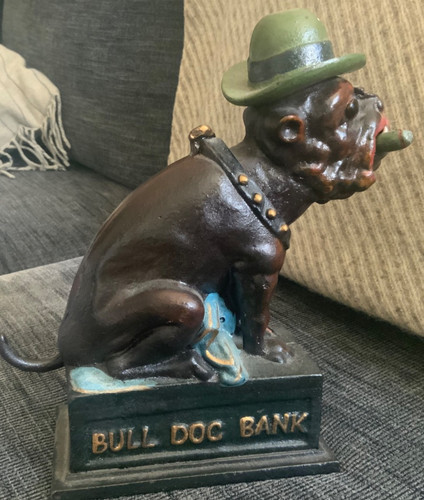 Antike bull dog bank spardose - bank,