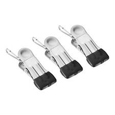 12 Stk. Wäscheklammern mit Schnalle Edelstahl hängende Haken Schwarz 54mm