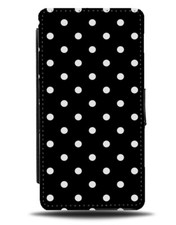Schwarz-weiß gepunktetes Klappetui Brieftasche | gepunktete Punkte Punkte mit B668