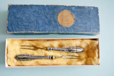 800er Silber Vorlegebesteck Jugendstil  Besteck Gabeln Halbmond Krone, 3 Punzen