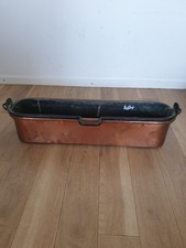 Französischer Fischkessel „Poissonniere“ aus poliertem Kupfer und Schmiedeeisen