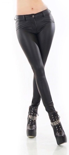 Sexy lederlook jeans schwarz - jeans,