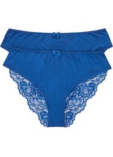 2er pack Slip Gr. 44/46 Blau Damen-Unterwäsche Panty Unterhose Neu*