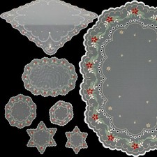 Plauener Spitze Tischdecke Weihnachten Tischläufer Deckchen Stern Tüll Stickerei