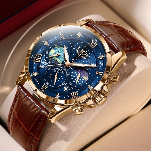 Luxus quarz herrenuhr leder - herrenuhr,