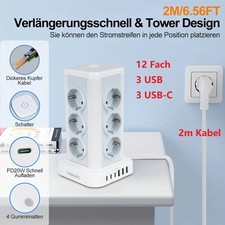 12 Fach Steckdosenleiste Tower