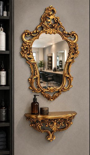 Wandspiegel mit konsole gold - mit,