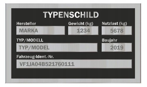 Ersatz typenschild anhänger - ersatz-typenschild,
