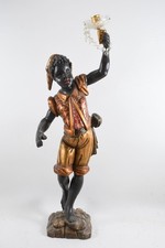 Q40U11- Venezianische Figur Leuchter Kerzenhalter Holz geschnitzt 