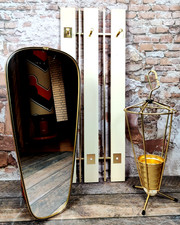 Vintage Dielenmöbel Set Nierenspiegel Wandgarderobe Schirmständer 50er Jahre