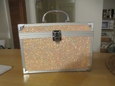 Kleiner Schminkkoffer Mit Spiegel, Griff Rosa Glitzer