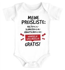 Baby Body mit Spruch lustig meine Preisliste Bio-Baumwolle Jungen & Mädchen