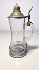 Bierkrug aus Glas mit Zinndeckel - 21cm - 0,4 Liter