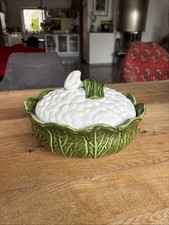 Suppenterrine Blumenkohl Schüssel Blätter Mid Century Keramik Vintage