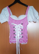 Trachtenmieder Corsage Bluse rosa weiss XS  34  Damen Oktoberfest