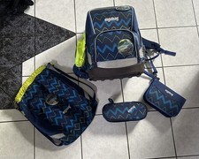 Ergobag Cubo Schulranzen 4-Teilig Set Junge Blau Fallrückziehbär Grundschule 