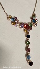 Kristall-Kette Bunt Collier  Cyrstal Rotgold Halskette Neu Ungetragen