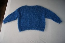 Trendy Pullover mit Glitzer, Zottel -Pulli, Feather Yarn Blau, Gr. 44 / 46 -NEU!