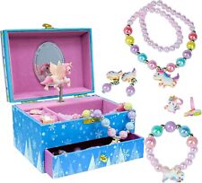 Schmuckschachtel für Mädchen Musik (5 Schmucksets) 2 Ausziehfächer Schmuck Blau