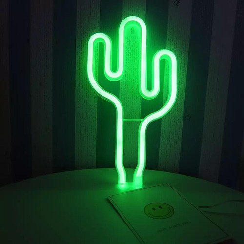Neon led schild kaktus nacht - schild,