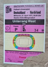 Sammler Ticket 1977 Deutschland - Nordirland DFB Länderspiel