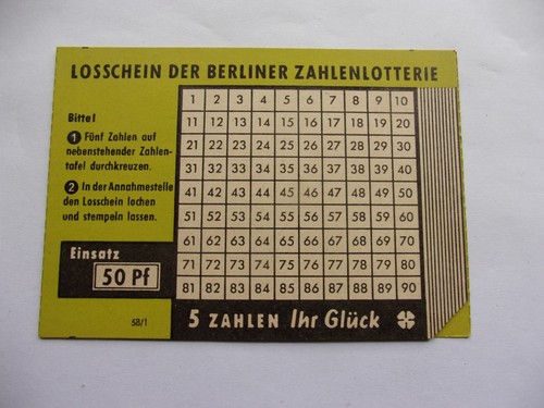 Berliner zahlenlotto 50er - berliner,