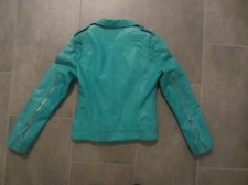 Muubaa Lederjacke Leder 36 apart Echtleder Lammleder grün Jacke Biker Lammnappa