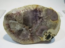 MD236 Achat Amethyst Calcit 1/2Geode poliert Juchem Idar Oberstein 12x9x6cm 700g