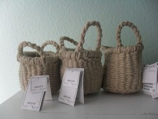 H&M Home Korb Aufbewahrungskorb mit Tragegriff klein 3 Stück Jute Beige