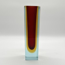 Vintage Murano Glas Vase • Alexandro Mandruzzato • Sommerso • 1970er • Blockvase