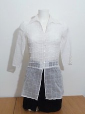 🌼 Shirt/Tunika weiß mittellang 3/4 Arm - Größe S/M - Streifen Paris