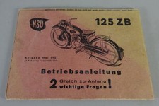 Kurz-Betriebsanleitung / Handbuch NSU Motorrad 125 ZB Stand 05/1951