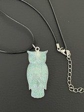 Handgefertigt Schneeeule Halskette  Kunstleder Eule Harz Resin Unikat Rar