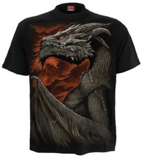 Spiral Direct MAJESTIC DRACO T-Shirt/Biker/Totenkopf/Feuer/Goth/Drache/Geschenk/Top/Tee
