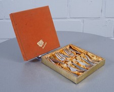 6 RS Gabeln Kuchengabeln versilbert 100er Auflage im Besteckkasten Vintage 60's