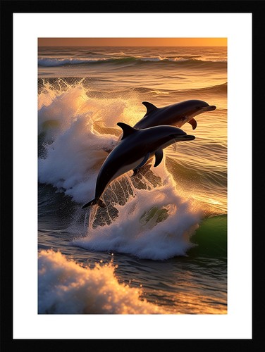 Lebendiger delphin gerahmtes - lebendiger,