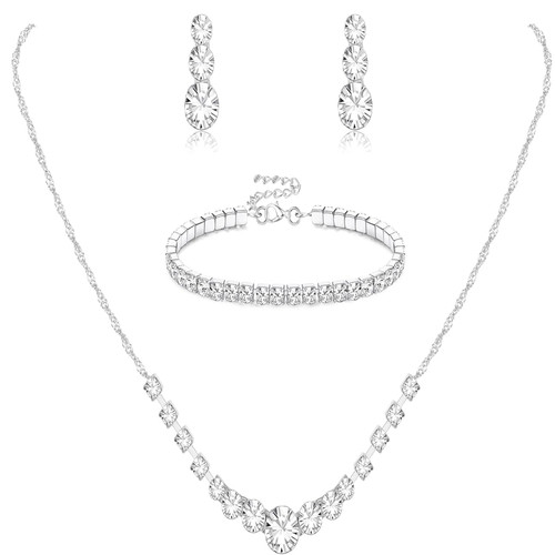 Brautschmuck set silber strass - silber,