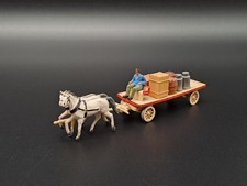 RMM Roskopf altes Pferdefuhrwerk Plattenwagen Pferdegespann und Ladung H0 RAR