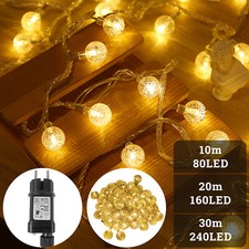 LED Lichterkette Glühbirne 10/20/30M Kugel Beleuchtung 80-240 LEDs Garten IP44
