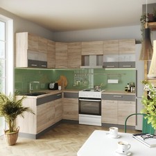 Küchenzeile Eckküche Winkel Küche Einbauküche ALINA Sonoma Eiche 180x240 cm