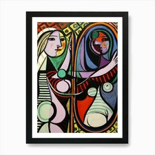 Frau im Spiegel Kunstdruck