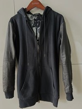 Diesel Jacke mit Lederärmel,Sweatjacke,Stoff und Leder Mix, schwarz,S,36