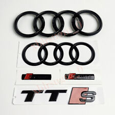 Für Audi TT TTS Car Emblem Ringe V+H Kühlergrill 249MM+192MM Badge Schwarz Glänz