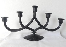 Großer Kerzenständer 5 Arme Gusseisen Art Deco Brutalist Kerzenleuchter 3,5 kg