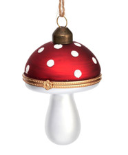 Weihnachtskugel zum Öffnen Fliegenpilz rot weiß Christbaum Schmuck Deko Anhänger