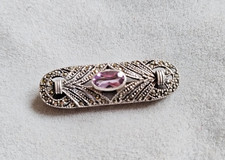 Alte Silber Brosche Amethyst &