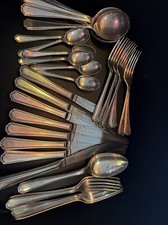 33 Teile Abzeichen Silber Teller griechisches Athener Besteck Monogramm D Gabeln etc