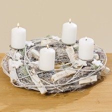 Adventskranz Natur / Weiß mit