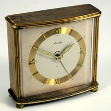 Mauthe Wecker Uhr mechanisch Vintage 50er Tischuhr Messing Tischwecker eckig