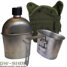 ORIGINAL US FELDFLASCHE 1L M-1910 MIT BECHER UND HÜLLE ARMY FLASCHE + TASCHE